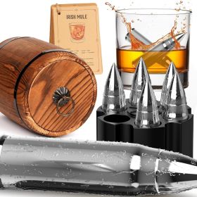 Stainless Steel Whiskey Bullet Stones Gift Set (Color: silver)